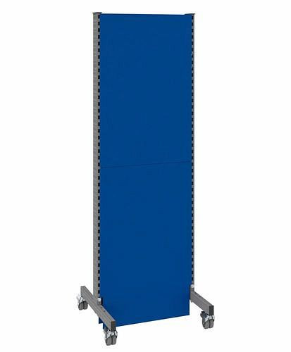 DENIOS mobiele akoestische scheidingswand, basisveld, B 625, H 2000 mm, tweezijdige akoestische geperforeerde plaat, grijs/blauw, 293105