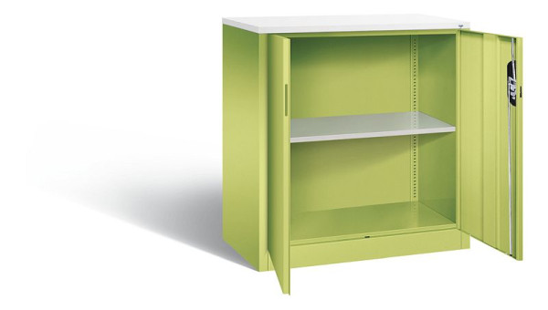 C+P kantoorkast Acurado, H1000xB930xD500mm, kleur: Viridin groen / Viridin groen, verzonken handgreep, 2 niveaus, 9286-1200 S10329
