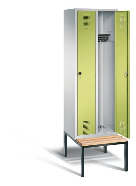 C + P Evolo garderobe, H2090xB610xD815mm, kleur: lichtgrijs / virid groen, 48050-20 S10234