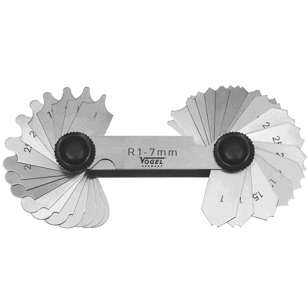 Vogel Germany Radius sjabloon, normaal staal, 1,0 - 7,0 mm, 34 vellen, 472105