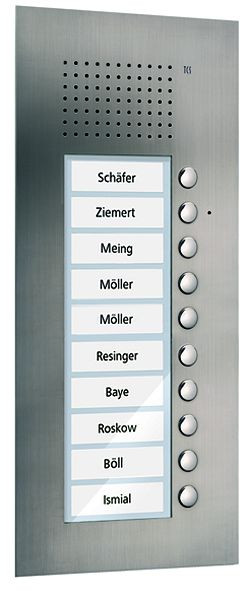 TCS audio-voordeurstation serie PUK 10 belknoppen (rechts uitgelijnd), 1-koloms, UP roestvrij staal, PUK10/1-ES