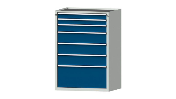 ANKE werkbanken ladekast, model 4009 V, 910 x 675 x 1280 mm, RAL 7035/5010, kuip, 611.316