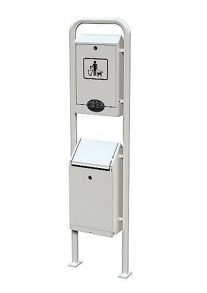 Renner hondentoilet met geïntegreerde zakkendispenser en container, volume 1.000 zakken, thermisch verzinkt en gepoedercoat, mosgroen, 7077-30PB 6005