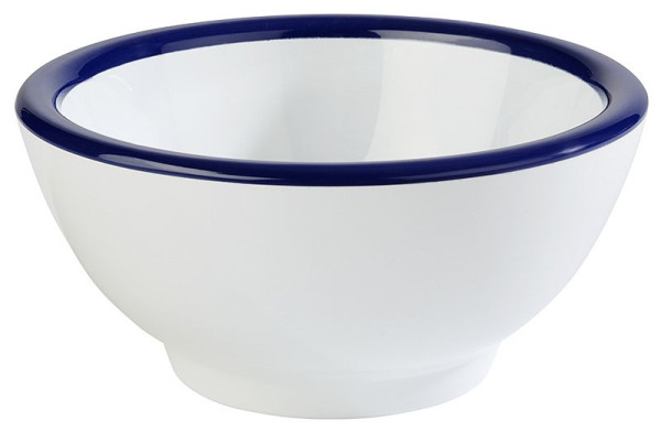 APS kom -PURE-, Ø 13 cm, hoogte: 6,5 cm, melamine, wit, blauwe rand, 0,3 liter, 84492