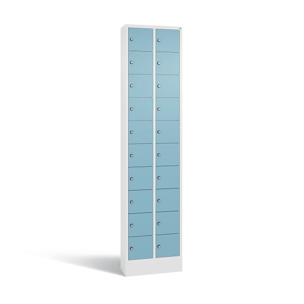 C+P Kleingefachschrank, 20 Fächer, H1950xB460xT200 mm, Weiß/Horizontblau, 80700-203 S10159