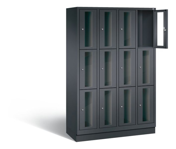 C+P lockerkast Classic, H1800xB1190xD500mm, kleur: zwart-grijs, 8020A403 S10014