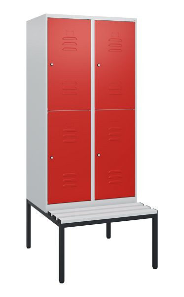 C+P dubbeldekskast Classic PLUS, 2 vakken, 1950x800x815mm, 7035/3020, cilindersloten, met bank eronder, 0803505-22 S10067