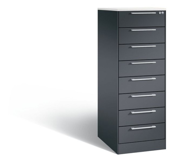 C+P archiefkast Asisto, H1310xB440xD600mm, kleur: zwart-grijs, beugelgreep, 146225-822 S10030