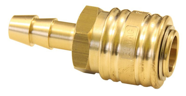 ELMAG koppeling met slangpilaar, 6 mm, messing, 46012