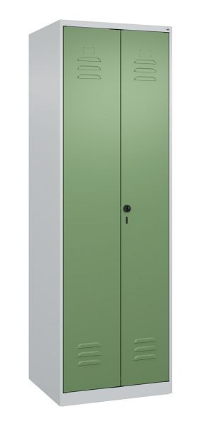 C+P Mehrzweckschrank Classic PLUS, Putzmittel-Spind, 2 Abteile, 1850x600x500mm, 7035/6011, Drehriegel, 080100-00 S10006