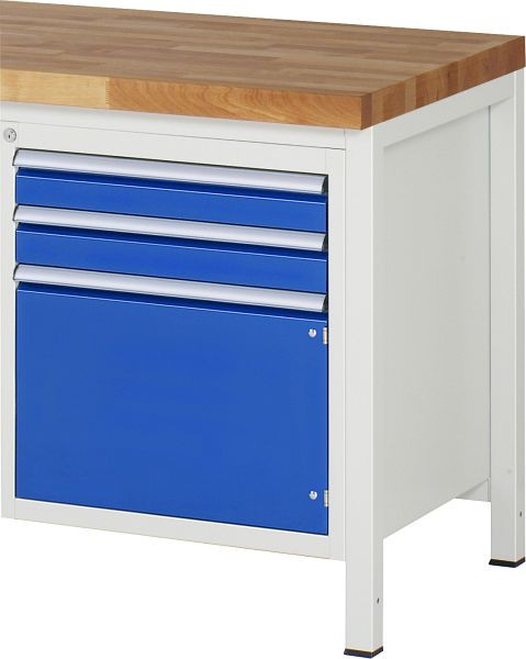 RAU onderbouwcontainer serie 7000, B580 x D650 x H620 mm, 2 x lade afmeting L 2xH90 mm, 1 x draaideur afmeting L 1xH360 mm, aan de bovenzijde open, 03-L3.5AR.11