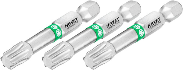 Hazet bit, massieve zeskant 6,3 (1/4 inch), binnen TORX® profiel, T40, aantal gereedschappen: 3, lange versie, sleutelmaat: T40, 2223NSLG-T40/3