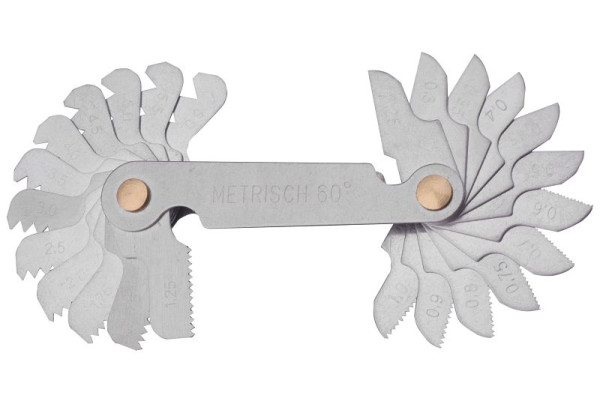 GSR draadsjabloon 24 vellen metrische draad DIN 13 spoed 0,25 - 6,0 mm, 05001020