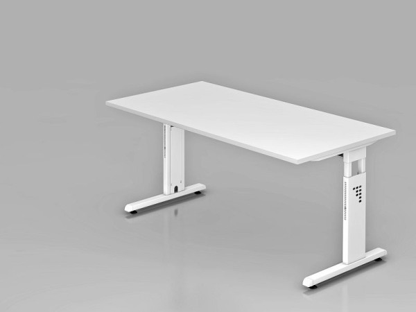 Hammerbacher bureau C-poot 160x80cm wit/wit, werkhoogte 65-85 cm, VOS16/W/W