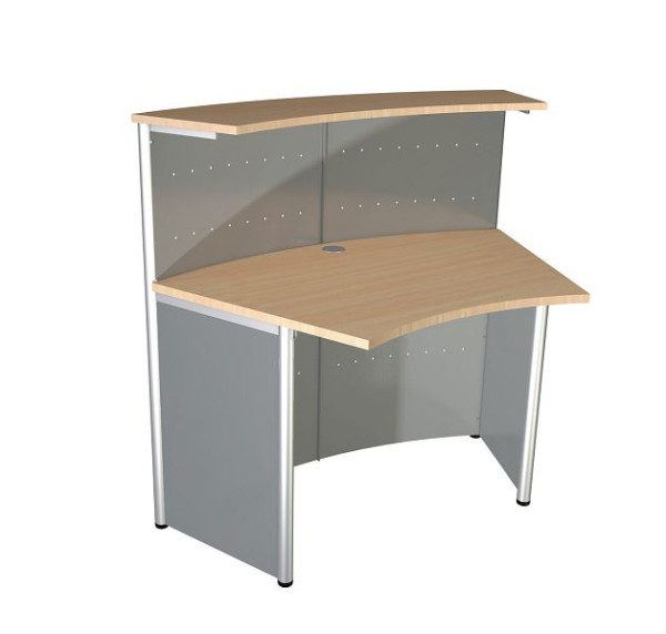 Kerkmann compactbalie Genua basisbalie 45°, B 1180 x D 700 x H 1150 mm, aluminium zilver/beuken, 22399014