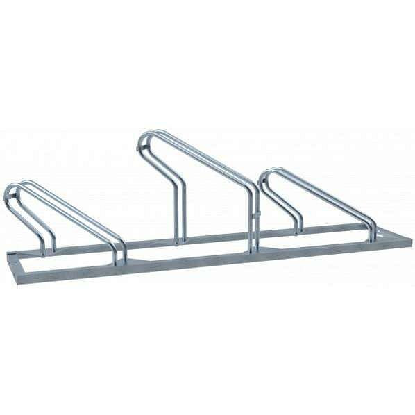 Schake 3-zits fietsenstandaard, thermisch verzinkt, 45° links, wielafstand 400 mm, eenzijdig, 420_30-45L