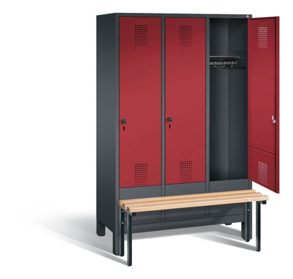 C+P Evolo garderobe, H1850xB1200xD815mm, kleur: zwart-grijs/robijnrood, 48030-32 S10090
