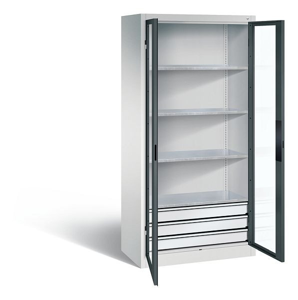 C+P gereedschapskast Acurado, H1950xW930xD500mm, kleur: lichtgrijs / antracietgrijs, verzonken handgreep, 8921-5532 S10008