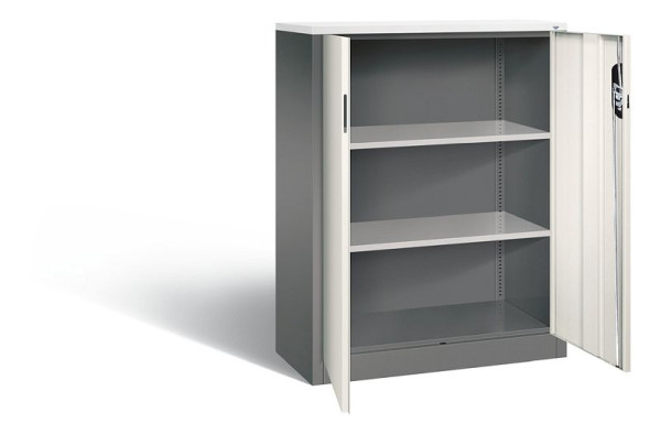 C+P kantoorkast Acurado, H1200xB930xD400mm, kleur: vulkaangrijs/parelwit, verzonken handgreep, 3 niveaus, 9267-1200 S10283