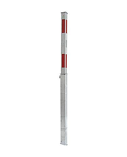 Schake afzetpaal staal, verzinkt, wit gecoat, 70 x 70 mm, profielcilinderslot volledig intrekbaar, 249365