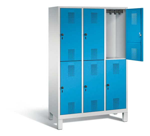 C+P locker dubbeldekker Evolo, H1850xB1200xD500mm, kleur: lichtgrijs/lichtblauw, 48310-32 S10065