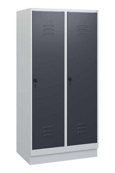 C+P Umkleidespind Classic PLUS, Sockel, 2 Abteile, 1630x800x500mm, 7035/7016, Drehriegel, 0800205-22 S10008