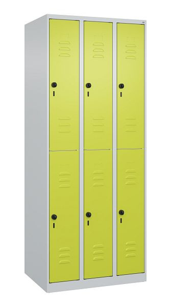 C+P Doppelstöckiger Spind Classic PLUS, 3 Abteile, 1850x750x500mm, 7035/0024, Drehriegel, 080300-39 S10009