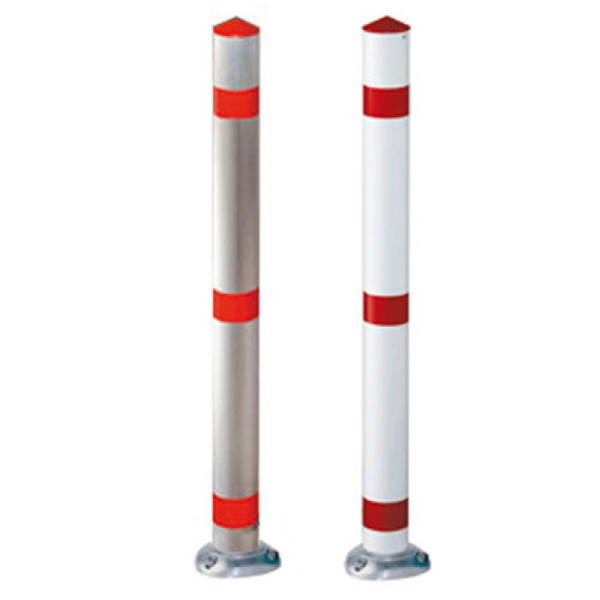 Stone HGS afzetpaal "Acero" Ø76mm van aluminium, voor pluggen, (voetplaat Ø140mm), zelfoprichtend tot 30°, rood/wit, 13450-rw