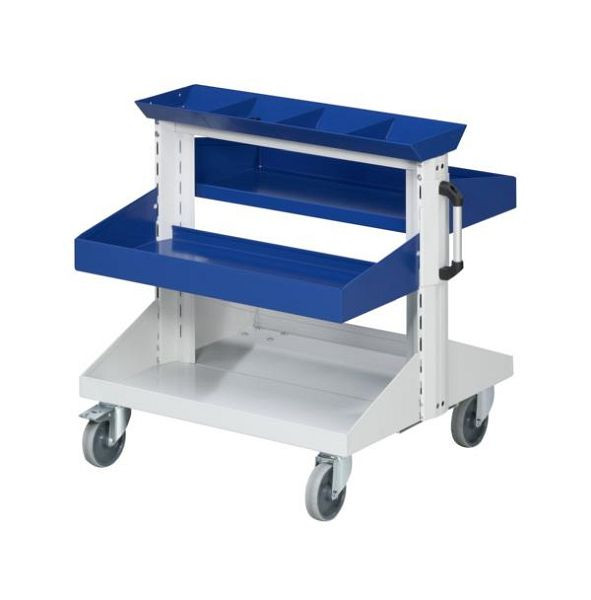 ANKE basis autohouderbak en -laden; 800x720x750 mm; RAL 7035/5010; met 1x opbergvak met 1/4 indeling, 2x lade 250 mm (1xper zijde), 962.004