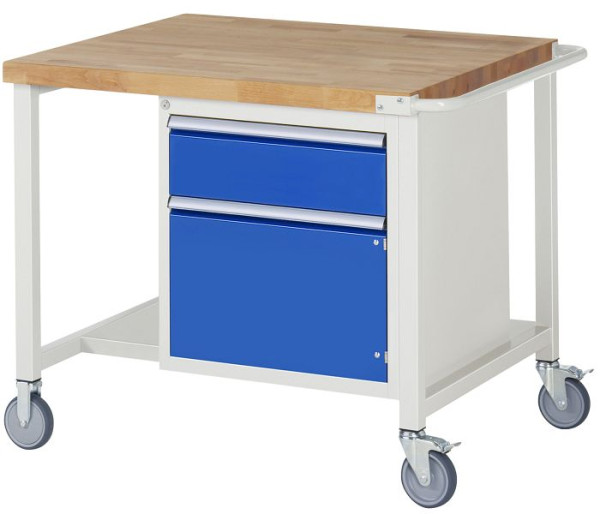 RAU verrijdbare werkbank 8000 - model 8152, B1000 x D900 x H880-1080 mm, systeemonderstel B995 x D850 mm, 1 x lade, 1 x draaideur, 05-8152A6-109B4H.11