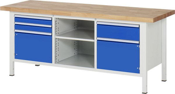 RAU werkbank serie 8000 - model 8562, B2000 x D700 x H840-1040 mm, systeemonderstel B1800 x D650 x H800-1000 mm, 03-8562A2-207B4H.11