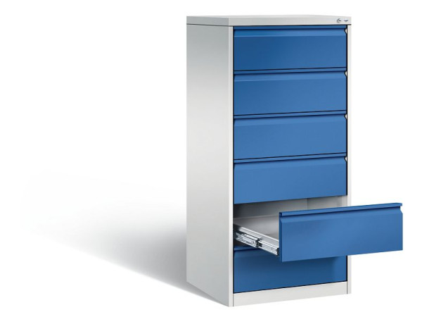 C+P archiefkast Acurado, H1357xW553xD590mm, kleur: lichtgrijs / gentiaanblauw, handgreep, 12736-322 S10025
