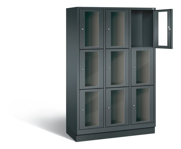 C+P Schließfachschrank Classic, 9 Fächer, H1800xB1200xT500 mm, Anthrazit, 8020A323 S10025