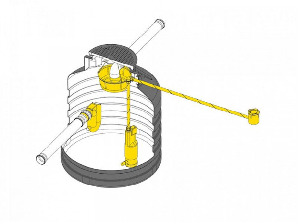 Speidel Komplettset Mini-Erdspeicher 1000 Liter, Filterkorb, Überlauf-Siphon, Durchgangssperre, Gartenpumpe SubTronic S, 08271-0001