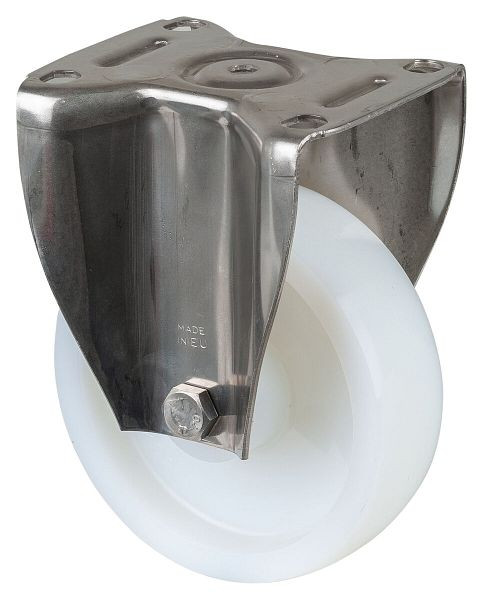 BS rollen RVS zwaarlastwiel bokwiel, RVS, kunststof wiel, glijlager, schroefplaat 150 mm, draagvermogen 700 kg, HS110.A90.150