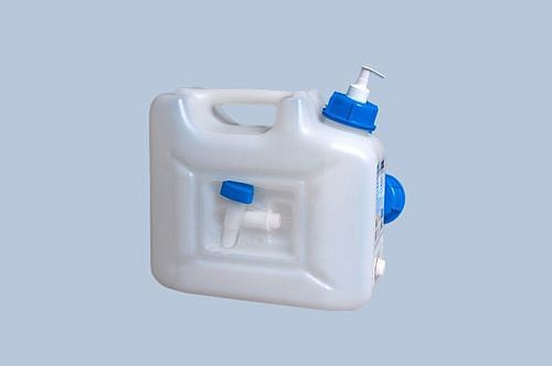 DENIOS hygiënebus, 12 l, geïntegreerde dispenser voor zeep of desinfectiemiddel, verpakking van 4, 308384