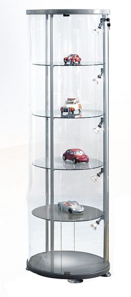 Kerkmann ronde vitrine expoline, Ø 545, H 1800 mm, transparant/aluminium zilver, 40376282