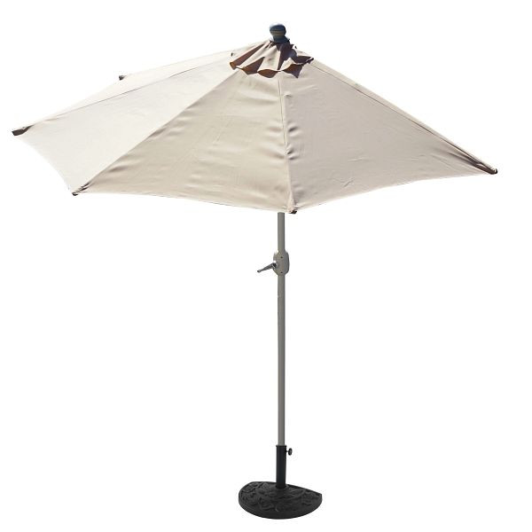 Mendler parasol halfrond Parla, halve parasol balkonparasol, UV 50+ polyester/aluminium 3kg, 300cm creme met standaard, 35122+35128