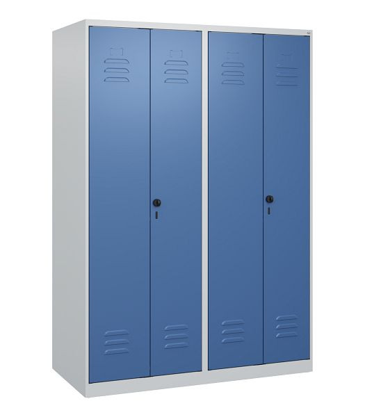 C+P Umkleidespind Classic PLUS, Doppel-Spind, 4 Abteile, 1700x1200x500mm, 7035/5023, Drehriegel, 0800027-40P S10005