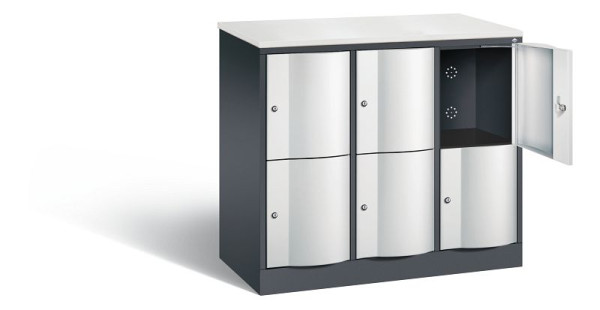 C+P lockerkast Resisto, H1077xB1148xD540mm, kleur: zwartgrijs/lichtgrijs, 8472-372 S10139