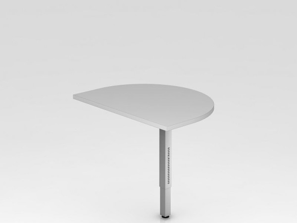 Hammerbacher aanschuiftafel met steunpoot, vierkant, 60x80cm grijs/zilver, afgerond voor bevestiging aan een bureau, VRA60/5/S