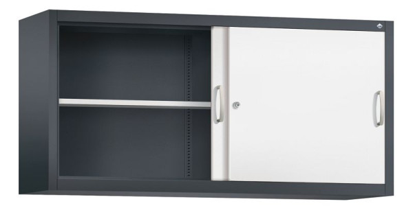 C+P bovenkast Acurado, H790xB1600xD400mm, kleur: zwartgrijs / verkeerswit, beugelgreep, 2 niveaus, 2145-00 S10099
