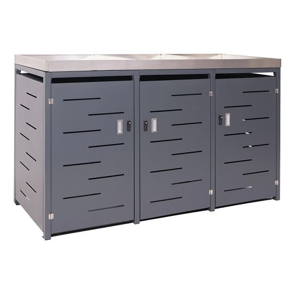Mendler 3-rolbak bekleding HWC-H40, rolcontainer, plantenbak RVS-metaal combinatie 78kg 117x196x80cm uitbreidbaar, 73378+73379+73380