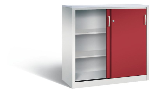 C+P dressoir met schuifdeuren Acurado, H1200xB1200xD500mm, kleur: lichtgrijs/robijnrood, beugelgreep, 3 niveaus, 2057-1200 S10282