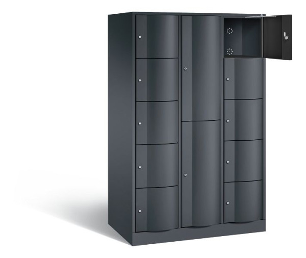 C+P combinatie lockerkast Resisto, H1950xB1148xD640mm, kleur: zwart-grijs, 8070-3731 S10005