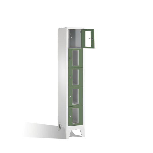 C+P lockerkast Classic, H1850xB320xD500mm, kleur: lichtgrijs / reseda groen, 8010A105 S10004