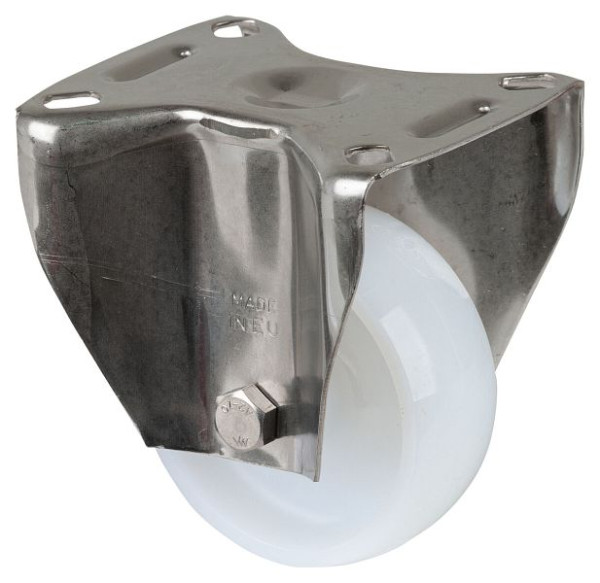 BS rollen RVS transportrol, wielbreedte 30 mm, wiel-Ø 80 mm, draagvermogen 100 kg, loopvlak/wiellichaam kunststof, glijlager, plaat, H110.A90.080