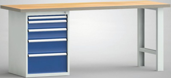 KLW standaard werkbank, 2000 x 700 x 840 mm, met beuken multiplex blad, WS515N-2000M40-E0805