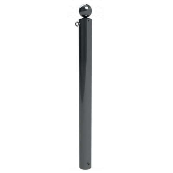 Schake-barrière stijlpaal type 492B -stationair-, met kogelkop, voor plaatsing in beton, ronde stalen buis 102 mm, met 1 oog, gecoat RAL 7016, 492B+1