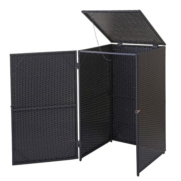 Mendler HWC-E25 vuilnisbak deksel, vuilnisbak vuilnisbak deksel, poly rotan 120l, zwart, 65254